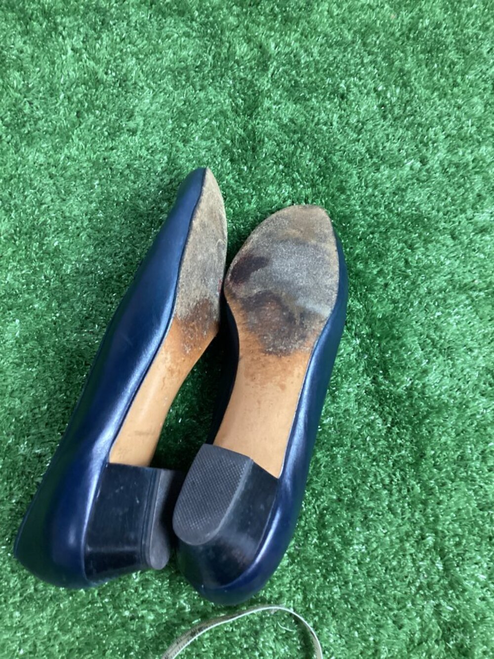 Salvatore Ferragamo Loafers Blue Leather Block Heel 10.5 2A - Picture 11 of 14